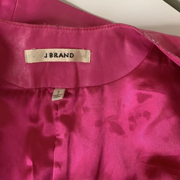 J BRAND Eberhardt Italian Lamb Leather Pink Vest S